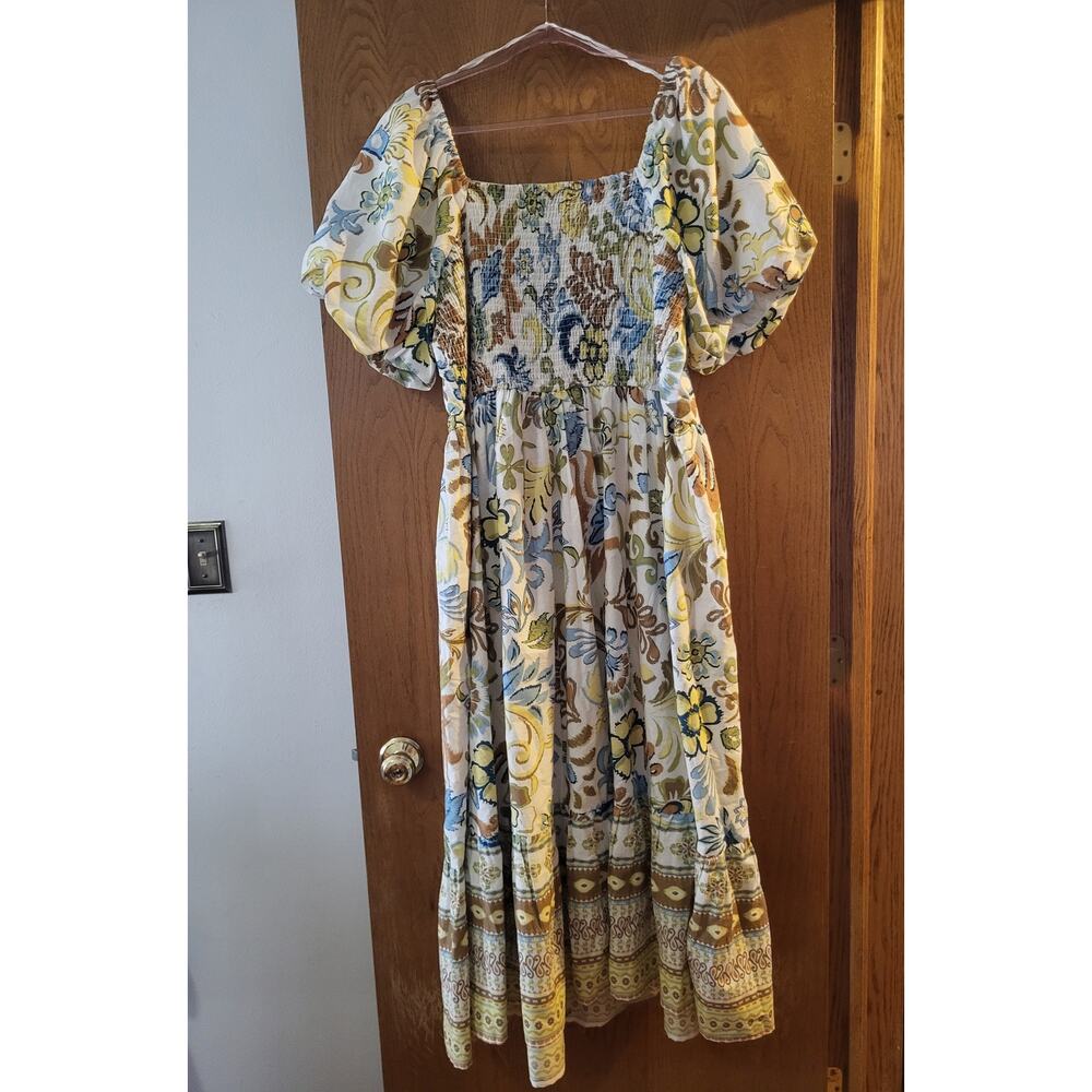 Lea Plus Size 3x Spring Summer Vacation Poof Sleeve Cotton Smocked Ruffle Dress